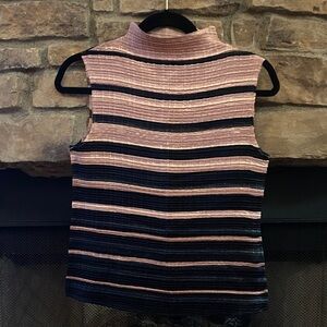 NWT Petite Sophisticate Pink and Black Striped sleeveless top. Large